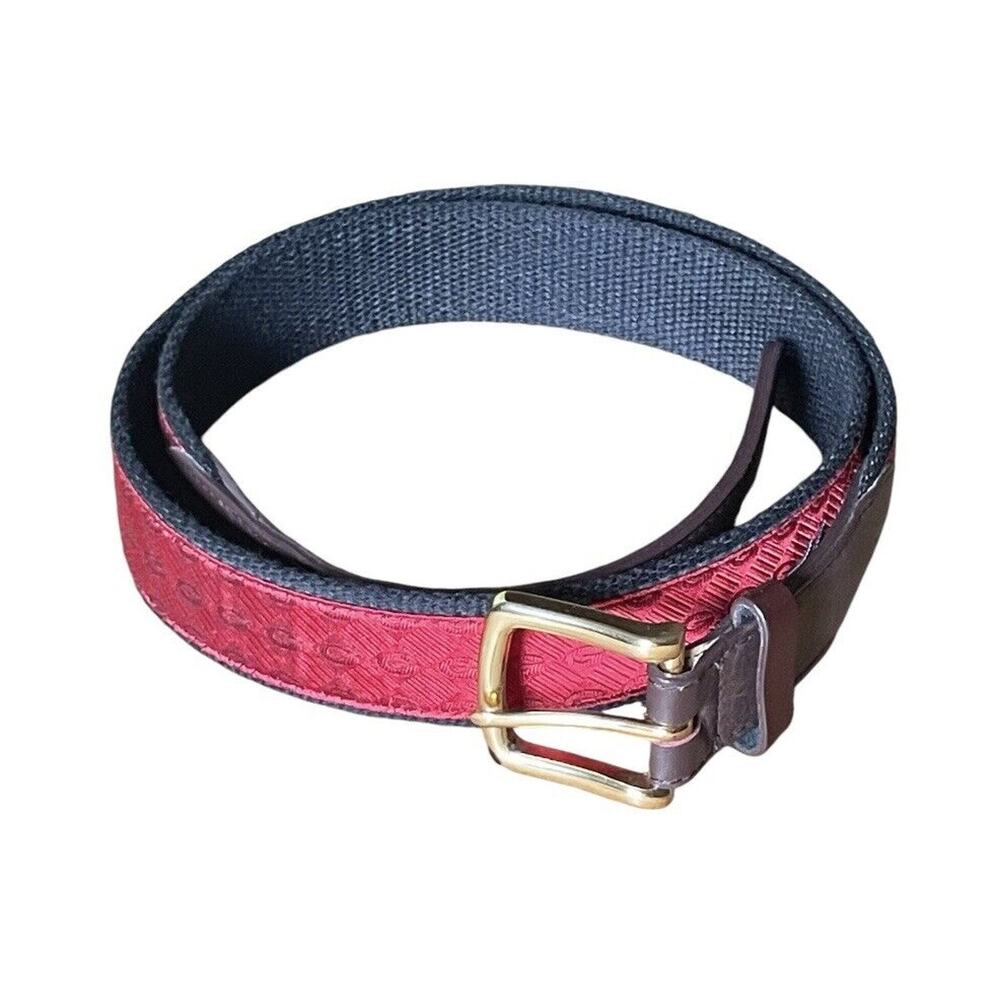 CS Belt Mens L(36-38) Red Georgia Bulldogs Print Magill Needlepoint Silk Cotton